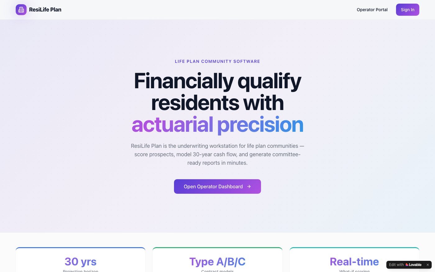 ResiLife Plan screenshot
