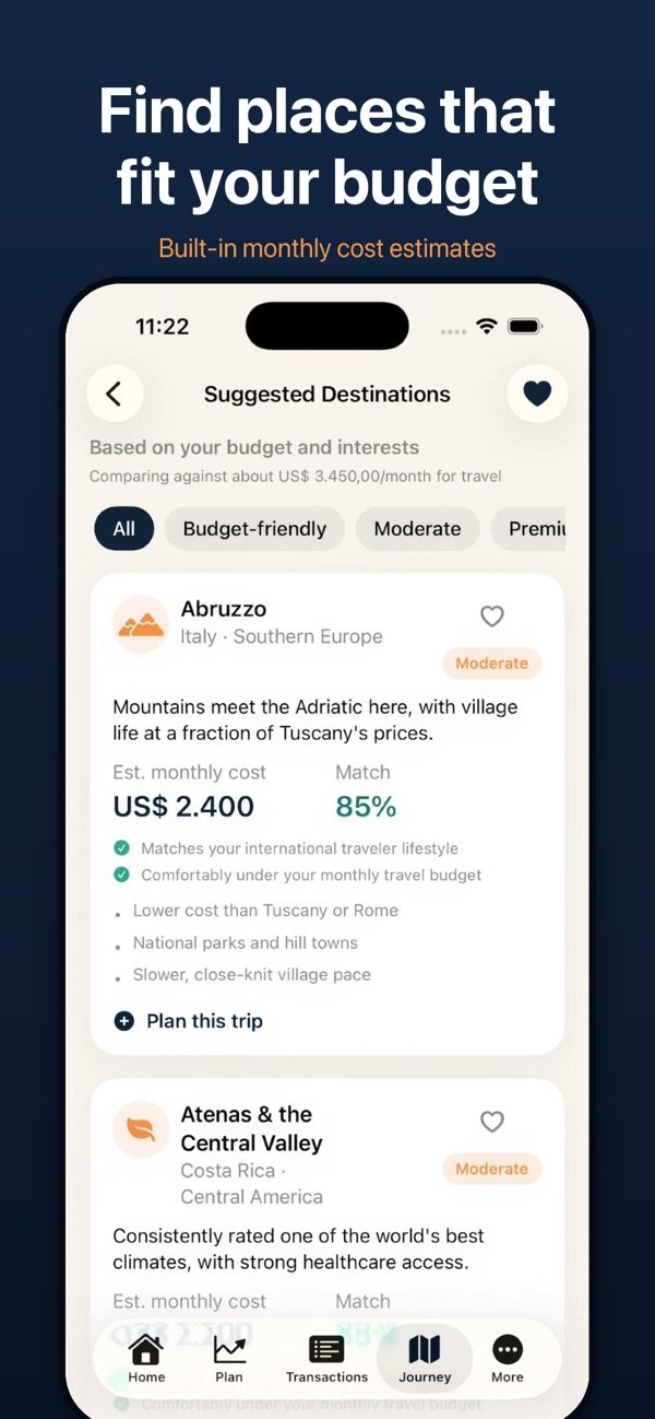 RoamRetire Travel Planner screenshot 2