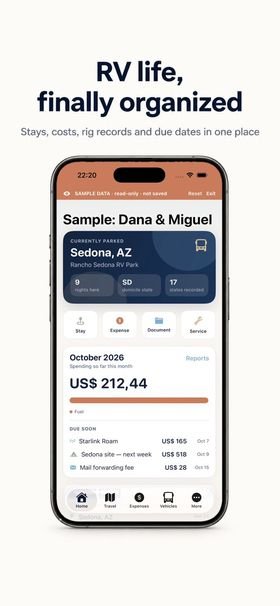 RV RoamReady Organizer screenshot