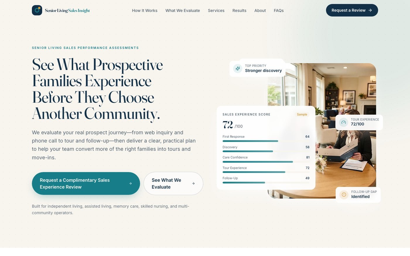 Senior Living Sales Insight screenshot