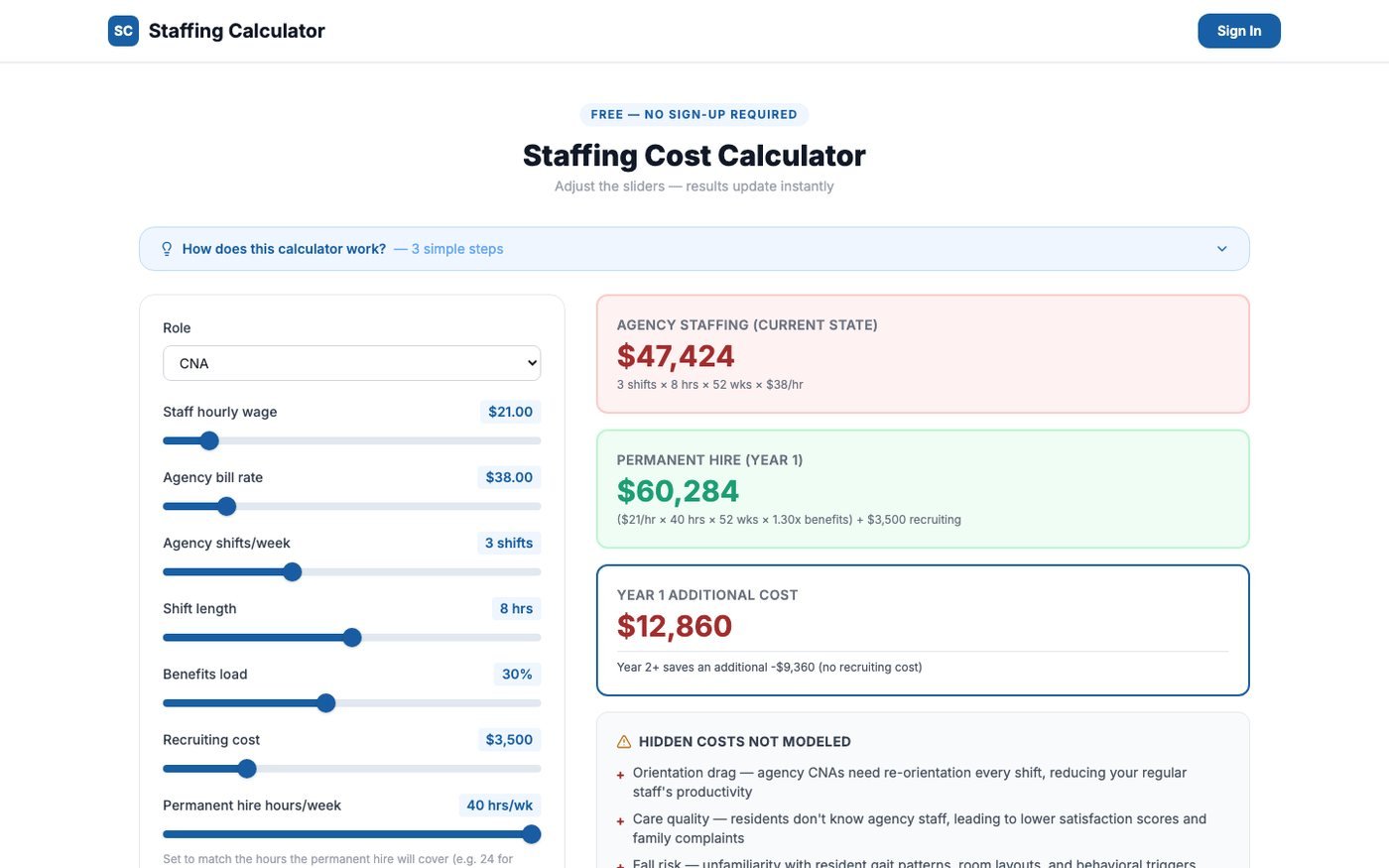 StaffingCalculator screenshot